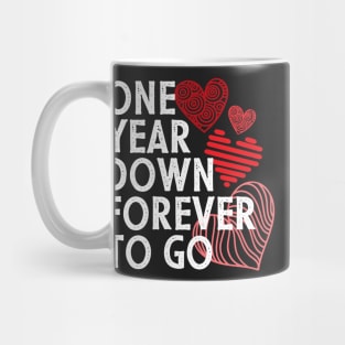 One year anniversary gift for couple - One year down forever to go Mug